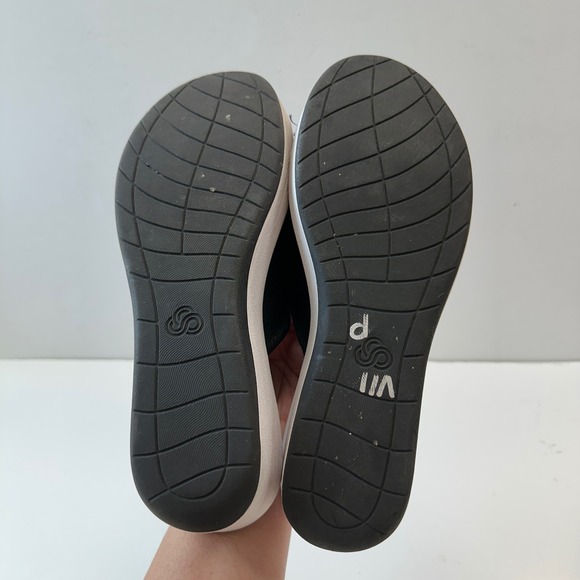 Clarks Cloudsteppers Slide Sandal Wedge Lightweight Comfort Black Womens Size‎ 9 - Picture 6 of 8